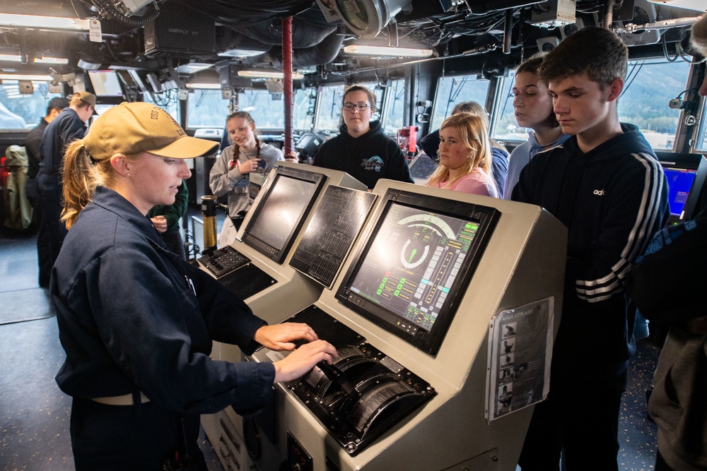 Alaska High School Students tour USS Comstock during AECE