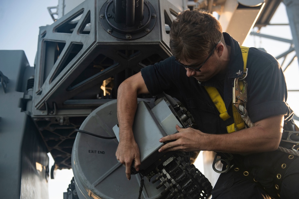 USS San Jacinto Sailors Conduct a Live-Fire Exercise