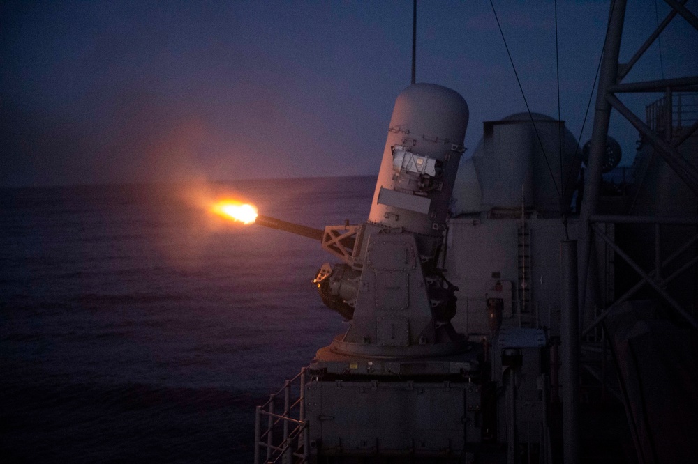 USS San Jacinto Sailors Conducts a Live-Fire Exercise