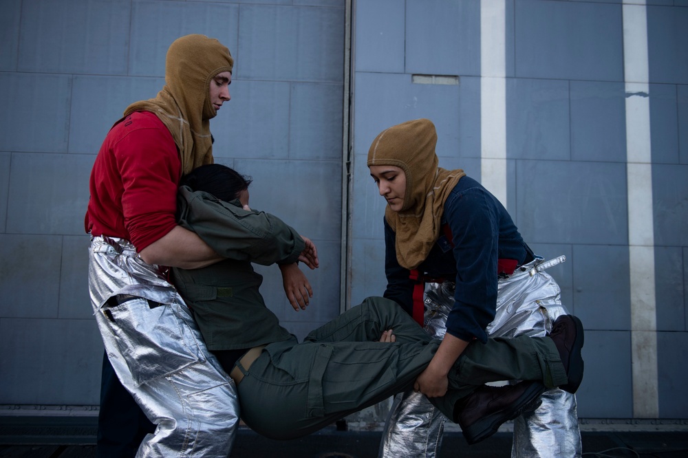 USS San Jacinto Sailors Conduct Drills