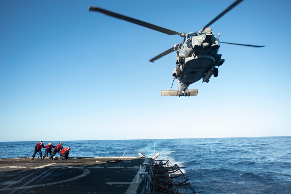 USS San Jacinto Sailors Conduct Flight Operations
