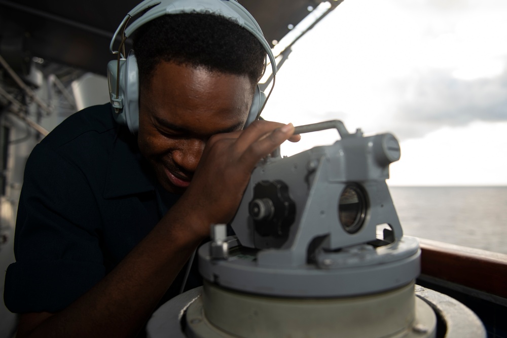 USS San Jacinto Sailors Stand Watch