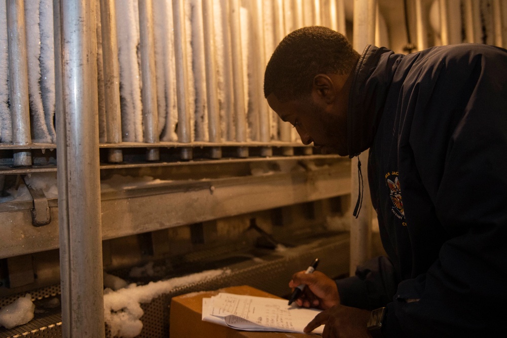 USS San Jacinto Sailors Conduct Stores