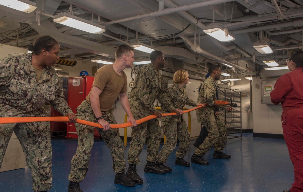 GHWB Sailors Conduct Firefighting Training