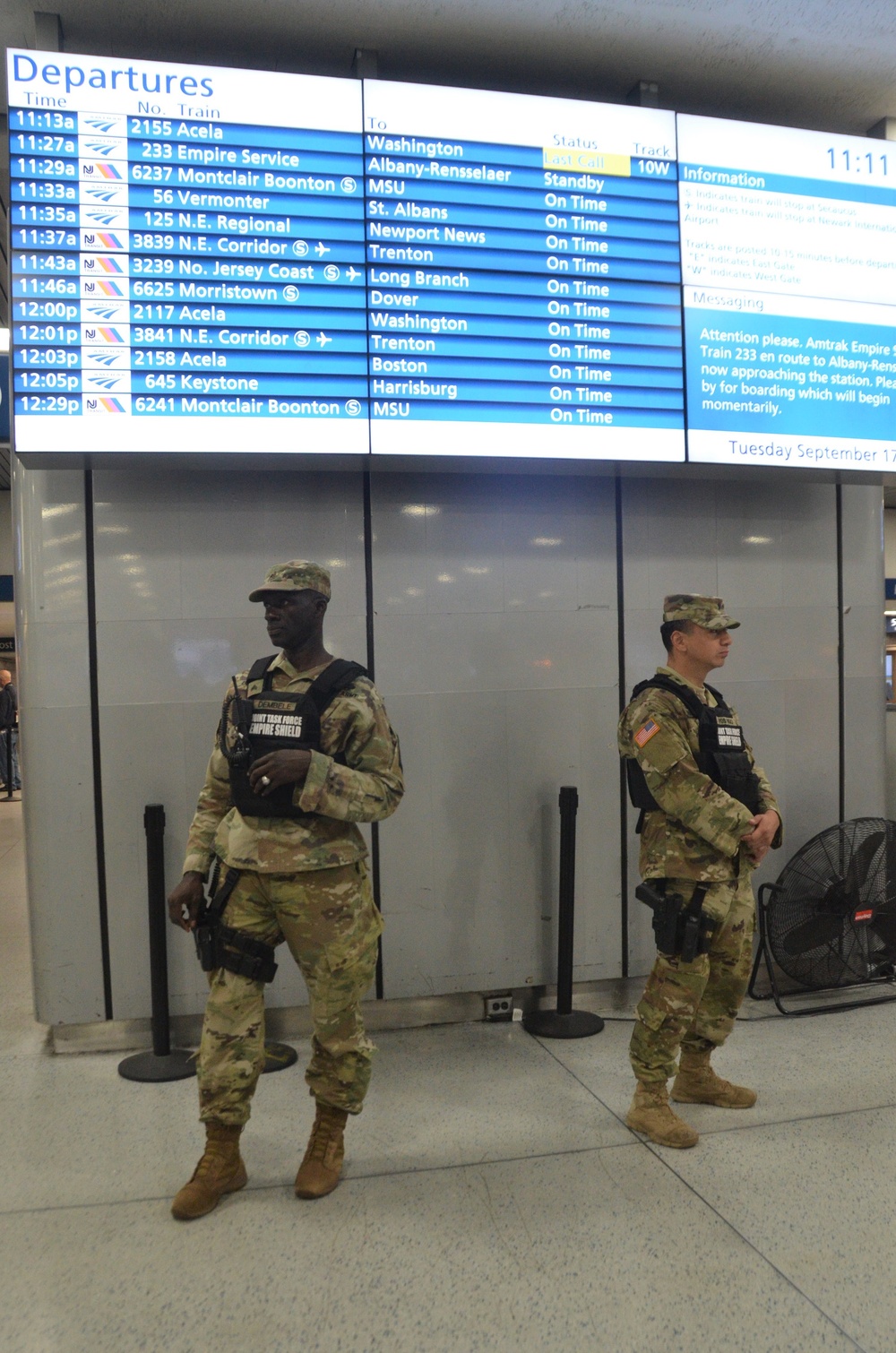 Joint Task Force Empire Shield on Patrol in New York City train stations