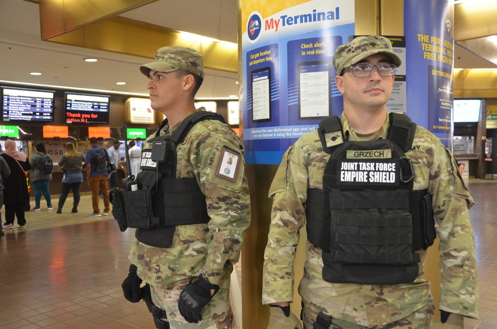 Joint Task Force Empire Shield on Patrol in New York City train stations