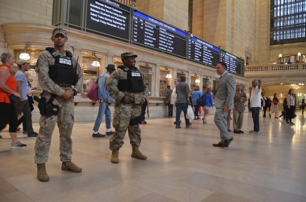 Joint Task Force Empire Shield on Patrol in New York City train stations