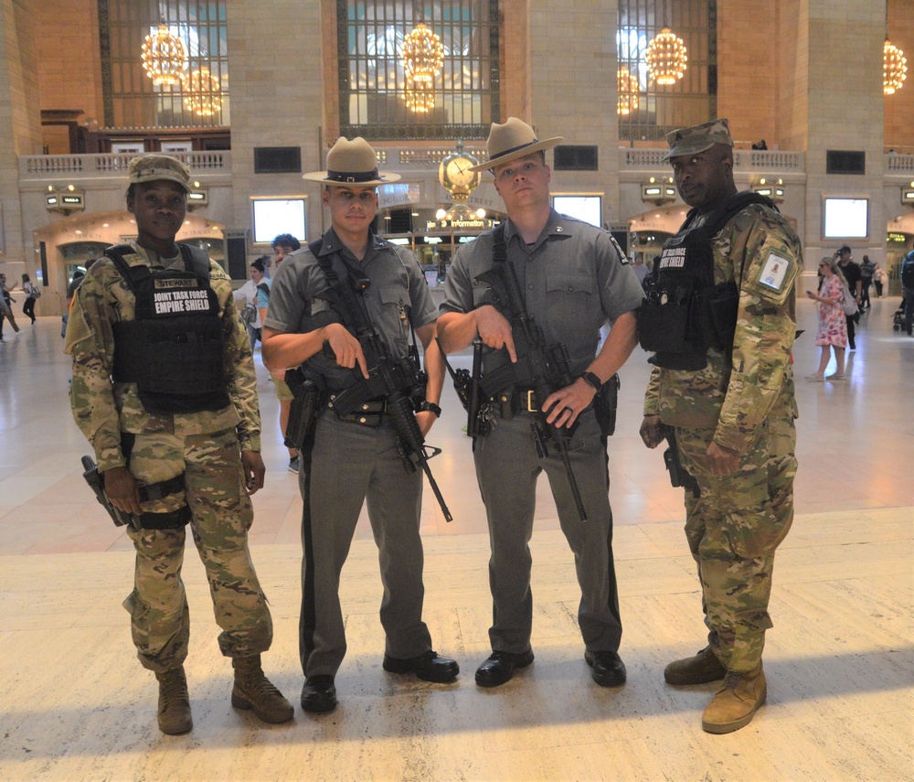 Joint Task Force Empire Shield on Patrol in New York City train stations