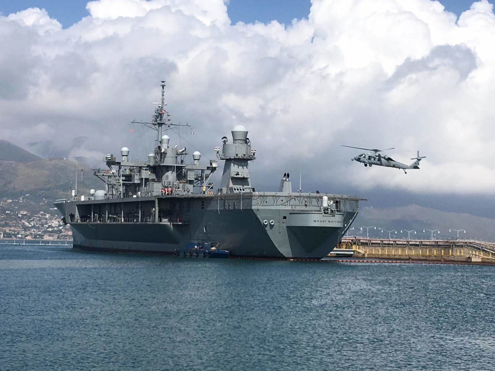 USS Mount Whitney, NSA Naples, HSC 28 Conduct Flight Operations