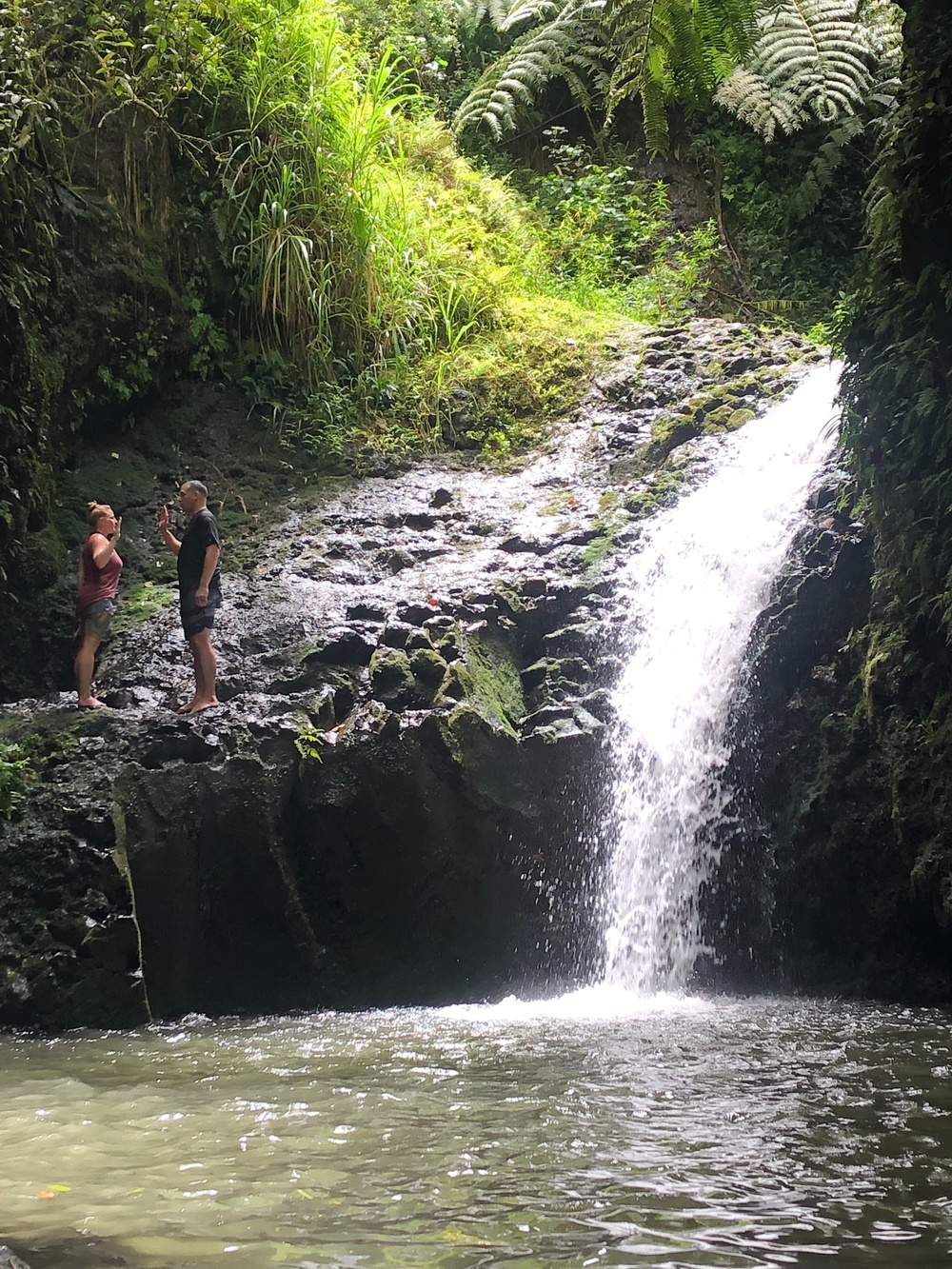 CSCS Sailor Reenlists above a Hawaiian Waterfall