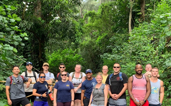 CSCS Sailor Reenlists above a Hawaiian Waterfall
