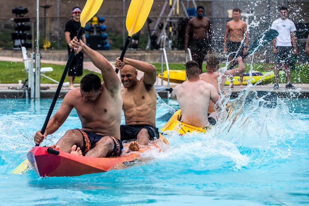 Marines paddle toward victory during CG’s cup event.