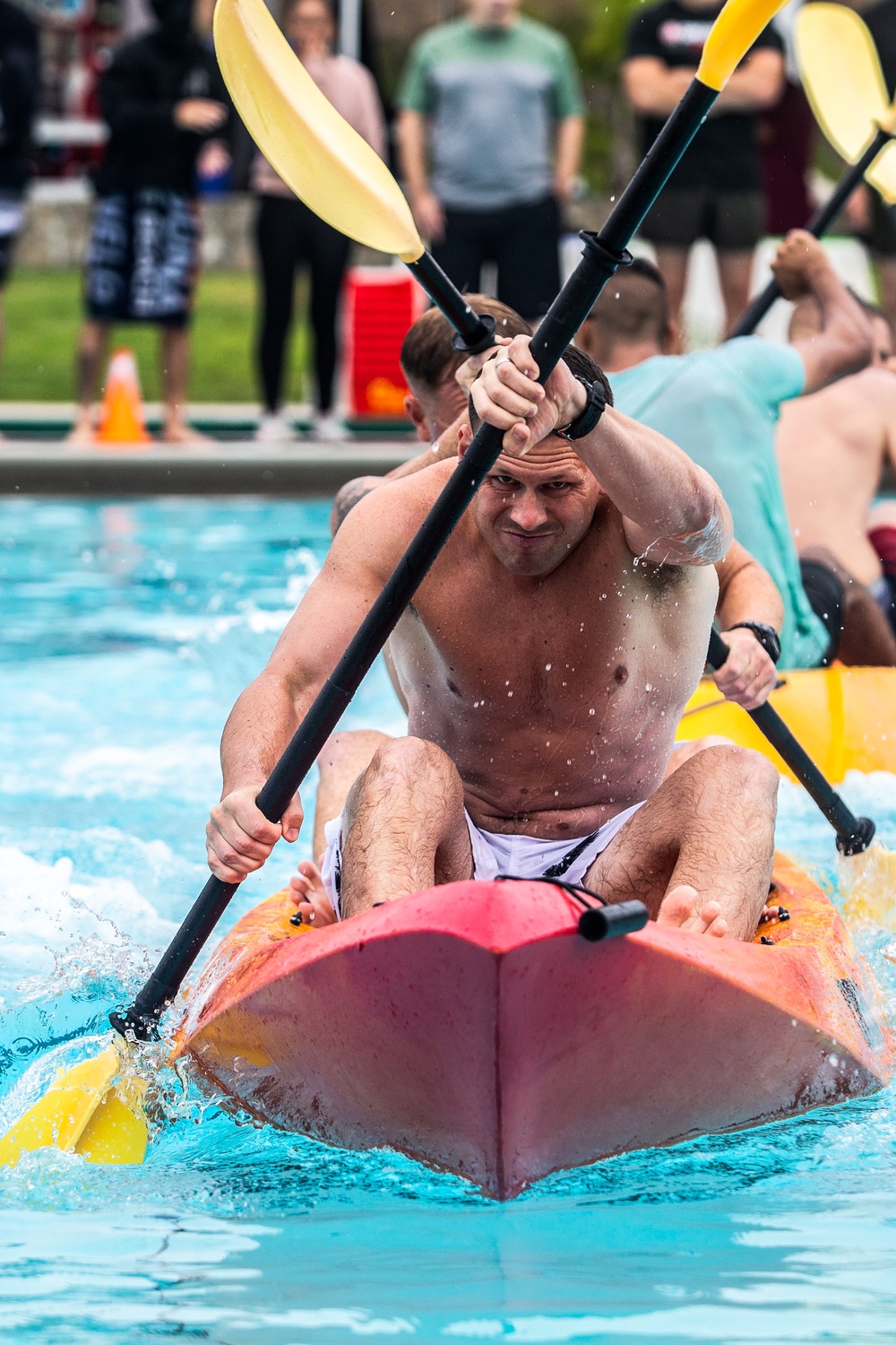 Marines paddle toward victory during CG’s cup event.