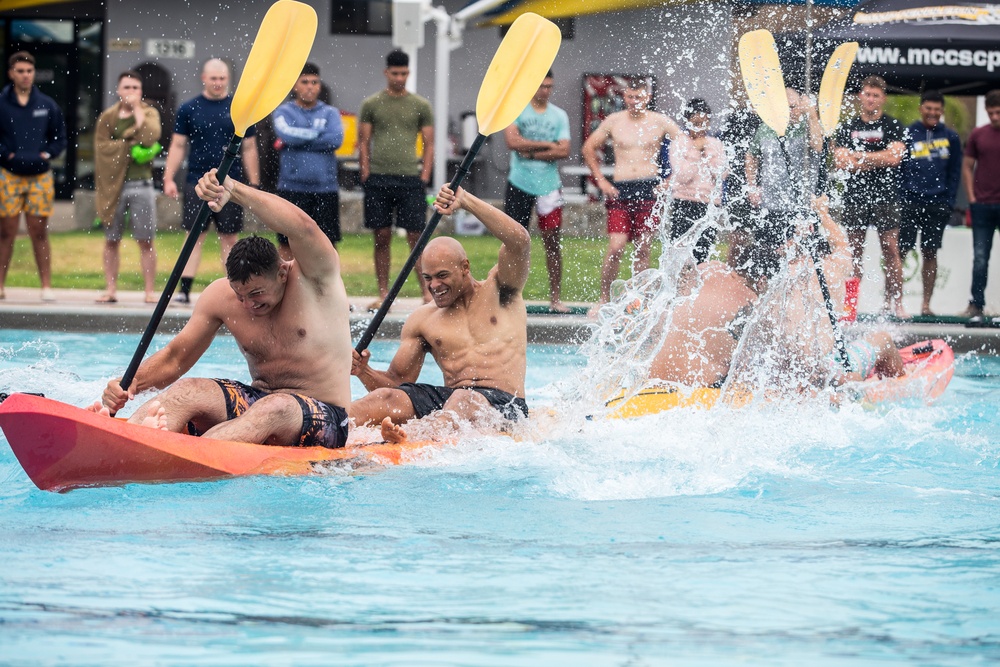 Marines paddle toward victory during CG’s cup event.