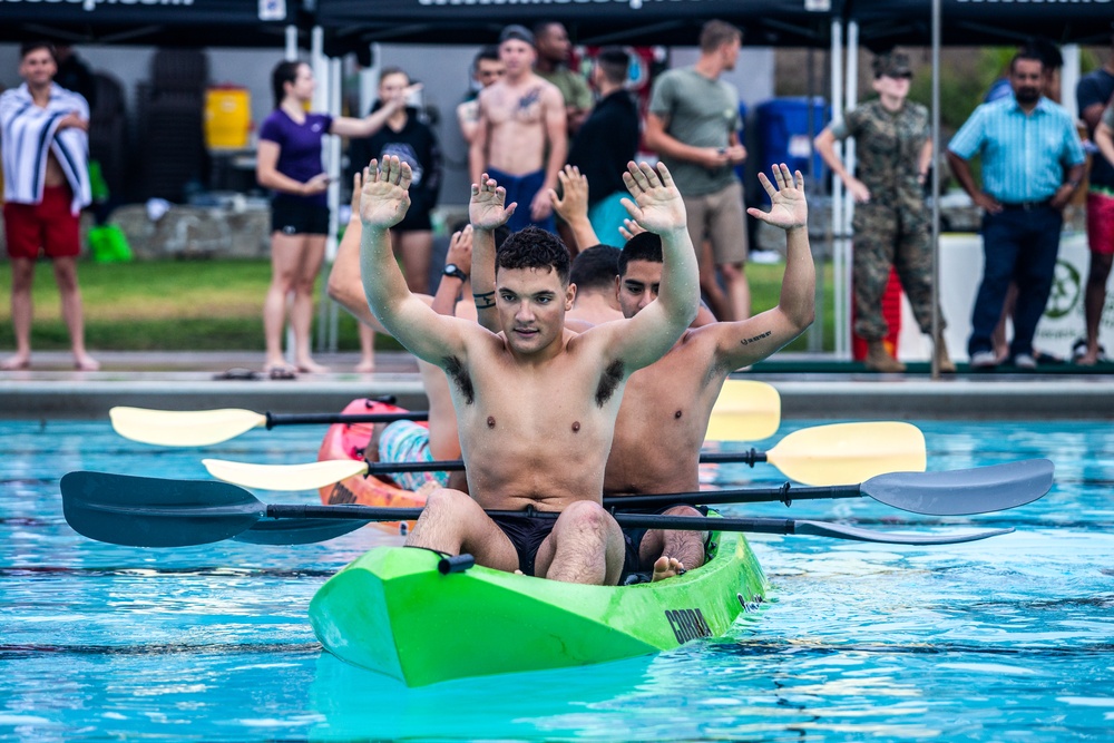 Marines paddle toward victory during CG’s cup event.