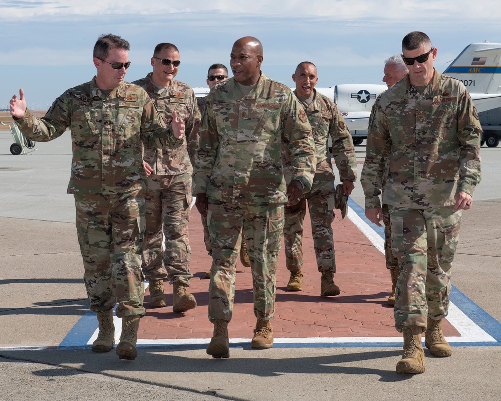 CMSAF Wright Visits Travis Air Force Base