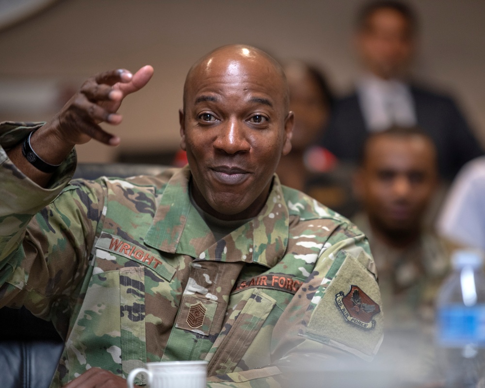 CMSAF Wright Visits Travis Air Force Base