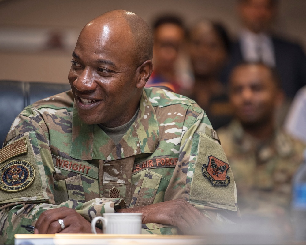 CMSAF Wright Visits Travis Air Force Base