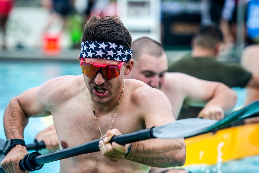Marines paddle toward victory during CG’s cup event.
