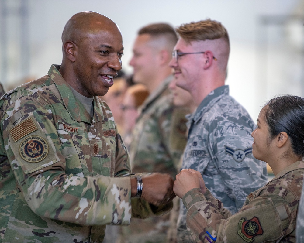 CMSAF Wright Visits Travis Air Force Base