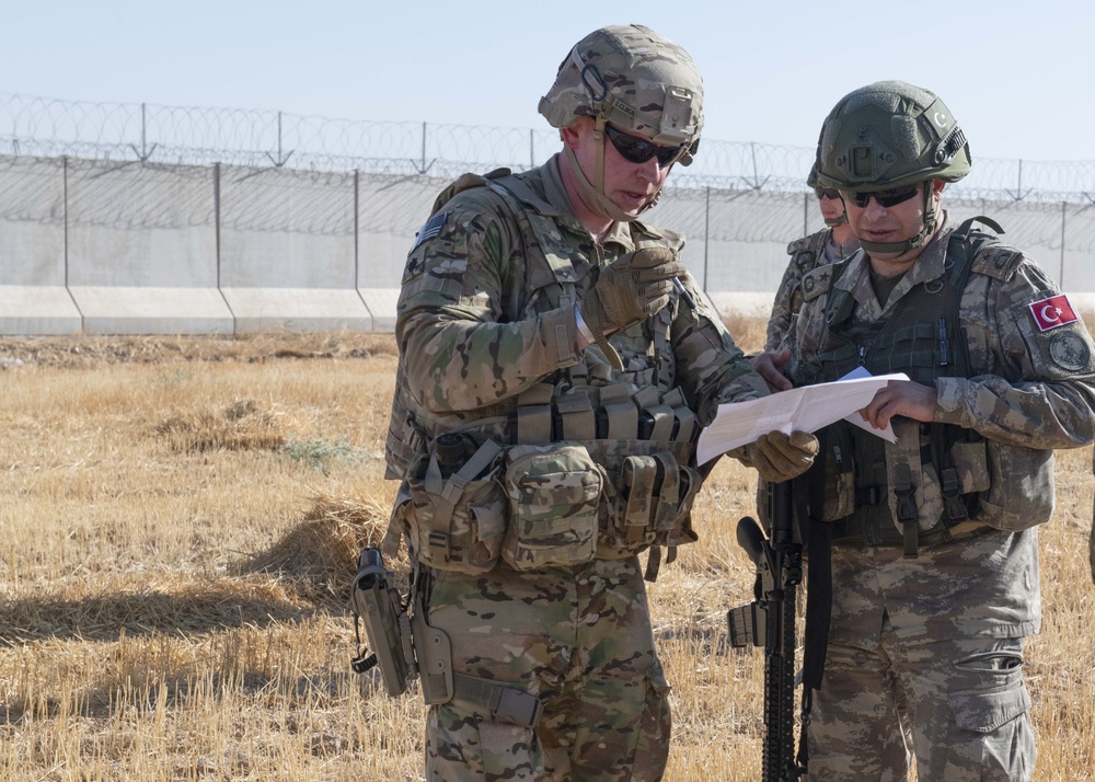 U.S. and Turkish military forces conduct second joint ground patrol inside of the security mechanism in northeast Syria