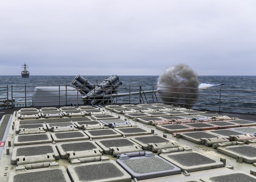 USS Normandy Conducts Live-Fire Exercise