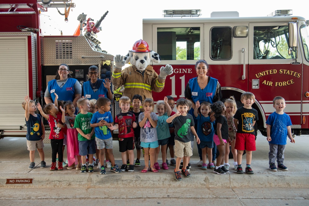Sparky Helps Promote Fire Prevention to Military Children