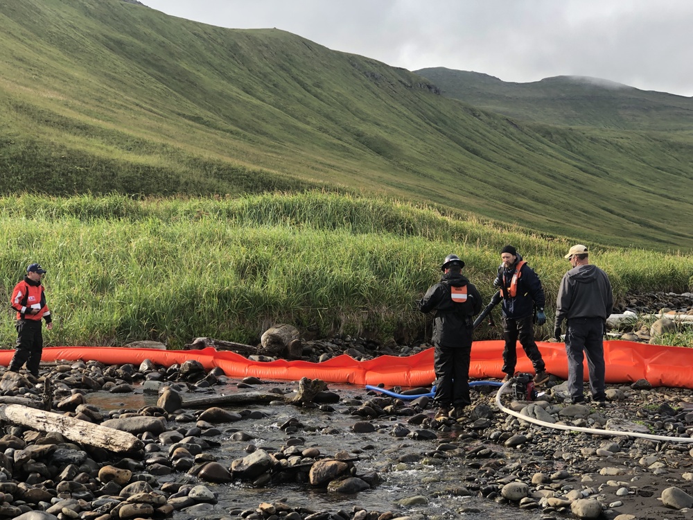 Coast Guard, local partner personnel test geographical response strategies on Akutan Island, Alaska