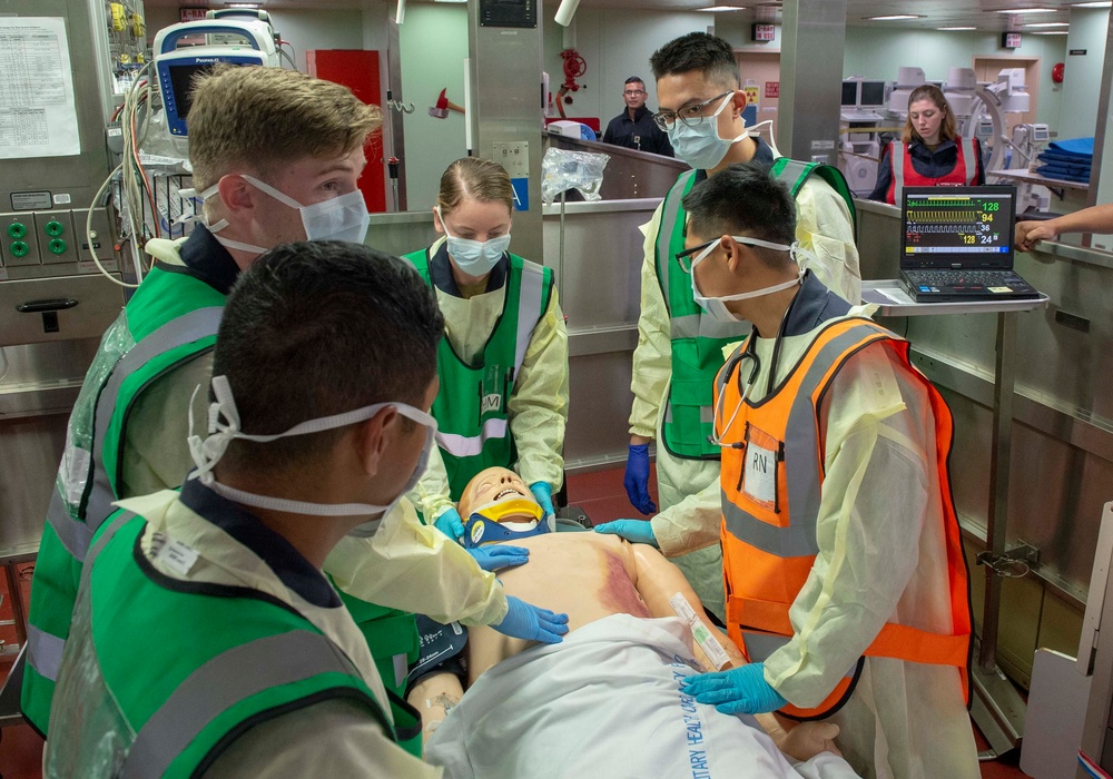 USNS Mercy Conducts a CBRN-E Decon Drill