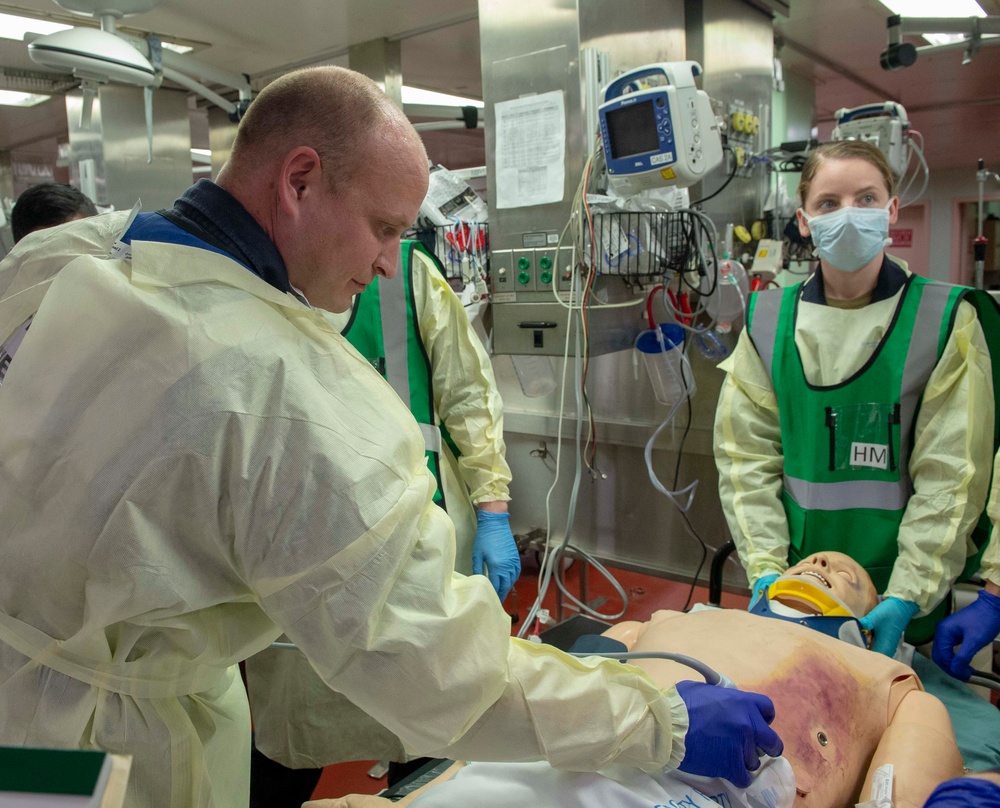 USNS Mercy Conducts a CBRN-E Decon Drill