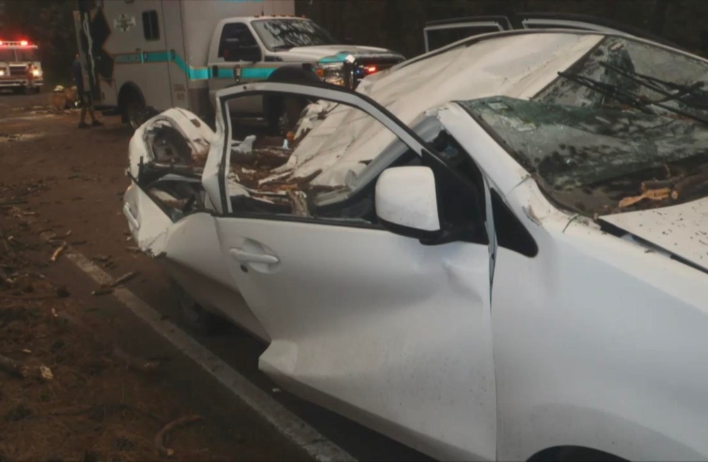 white Toyota Prius involved in the accident at Yosemite National Park
