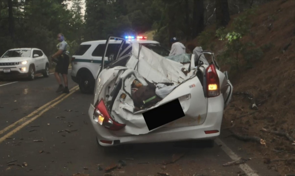 white Toyota Prius involved in the accident at Yosemite National Park
