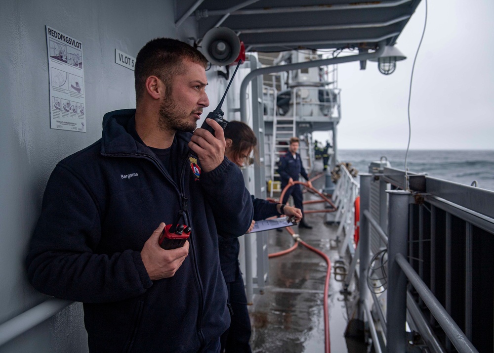 A HNLMS Van Speijk Sailor Communicates information