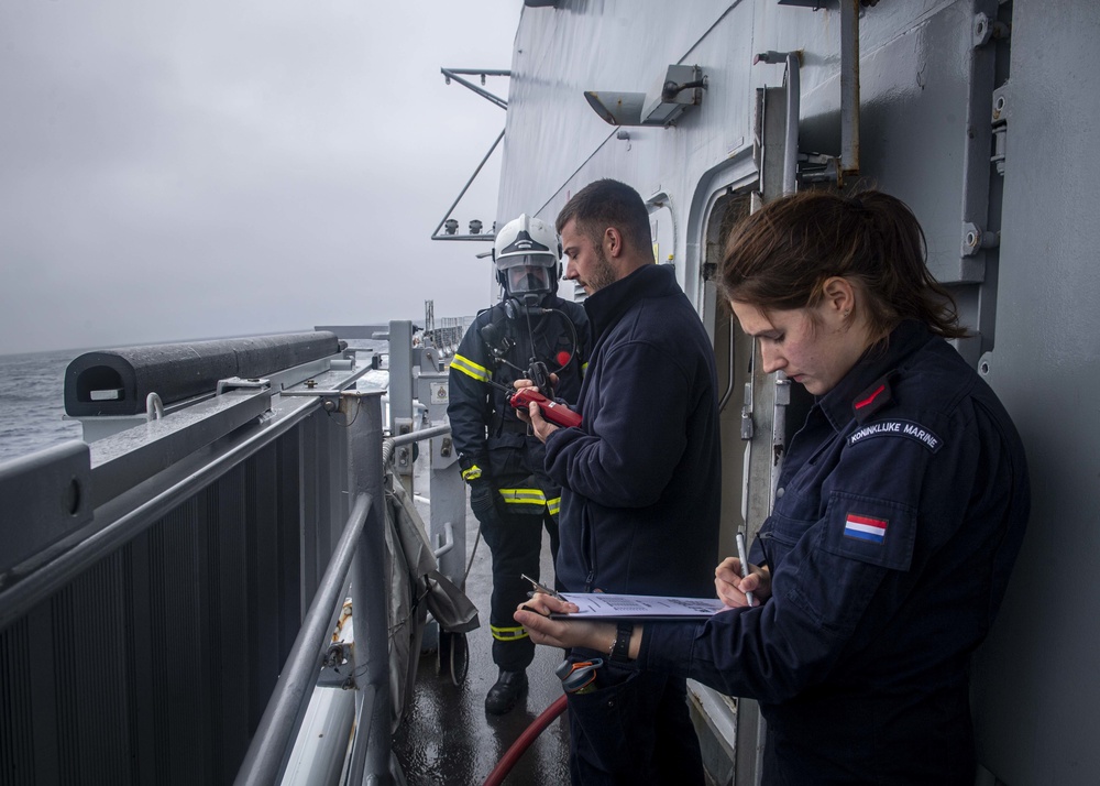 HNLMS Van Speijk Sailors Conduct Damage Control Training