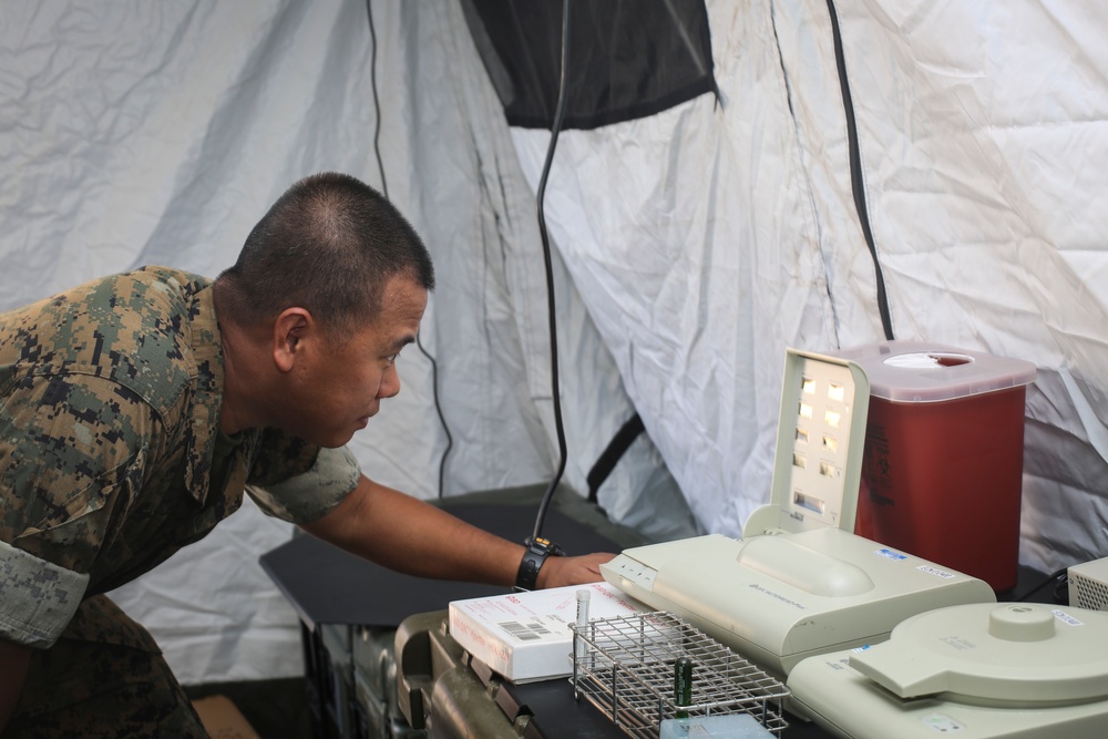 U.S. Navy Sailors of the forward resuscitative surgical system conduct full medical performance rehearsal for SPMAGTF-CR-AF 20.1