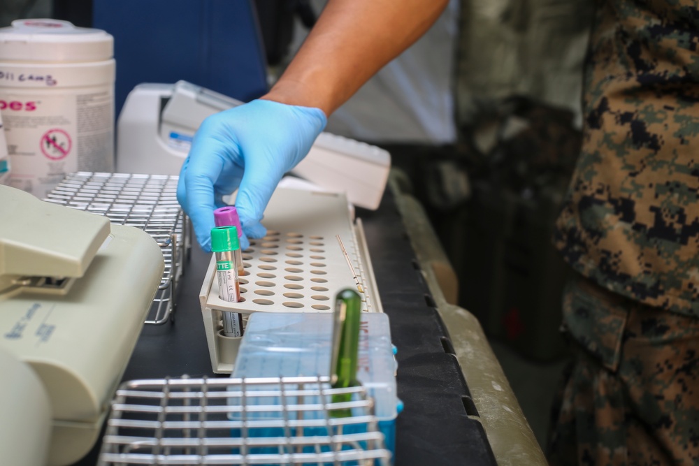 U.S. Navy Sailors of the forward resuscitative surgical system conduct full medical performance rehearsal for SPMAGTF-CR-AF 20.1