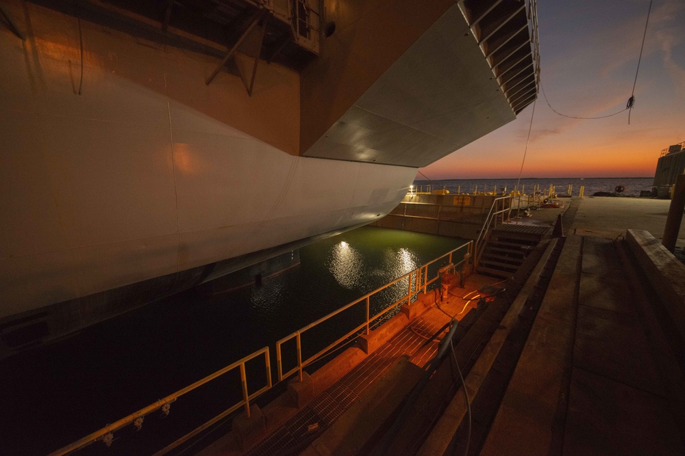 USS George Washington Floods Dry Dock