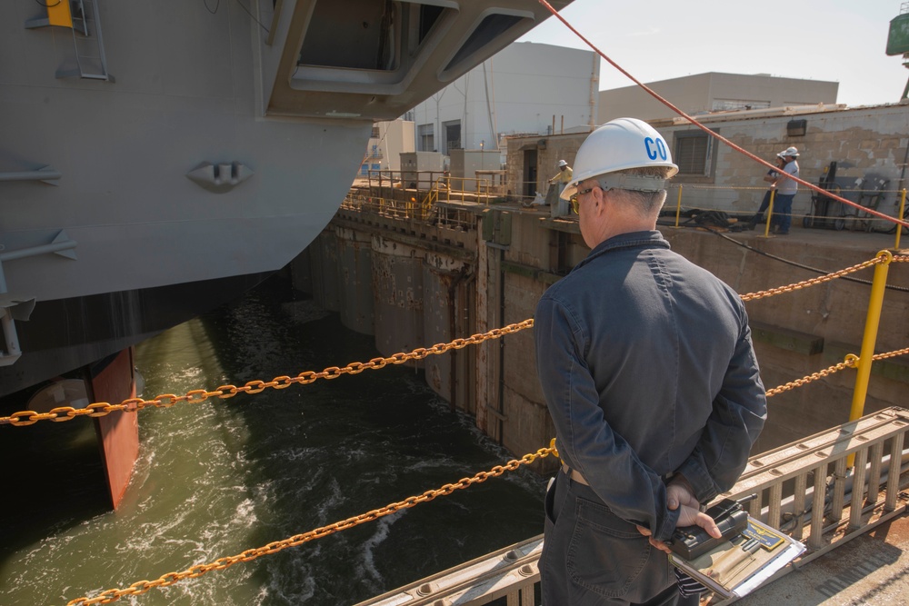 USS George Washington Floods Dry Dock