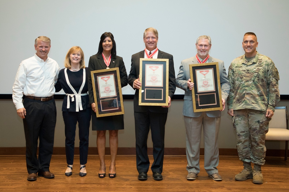 Three U.S. Army Engineer Research and Development Center executive staff members receive de Fleury Medals