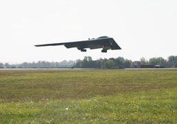 Whiteman AFB B-2 Spirits take off from RAF Fairford after BTF Europe