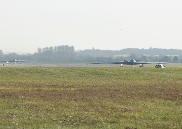 Whiteman AFB B-2 Spirits take off from RAF Fairford