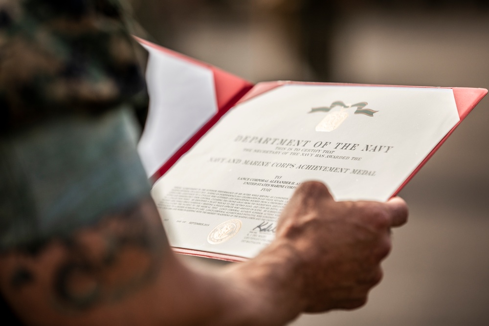 Cpl. Alfaro Receives NAM during his promotion