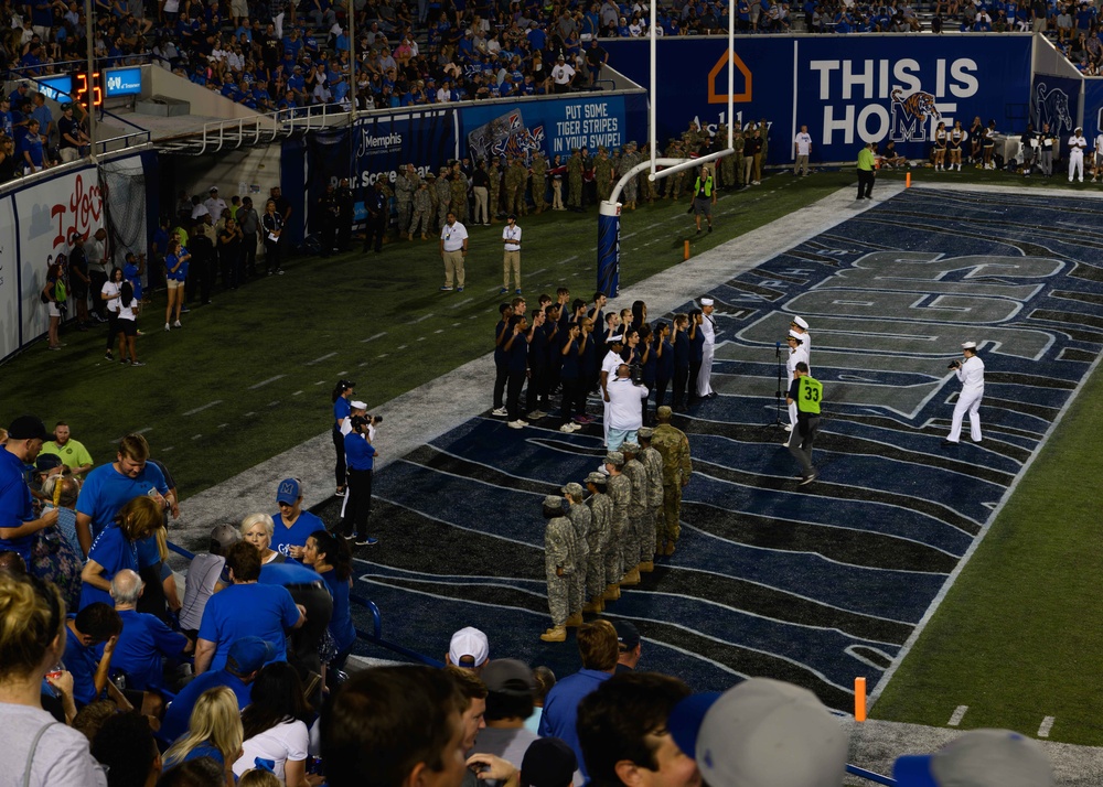 Future Sailors Swear In at Navy-Memphis Football Game