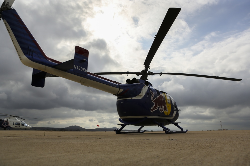 2019 MCAS Miramar Air Show: RedBull Aerobatic Helo/ Wingsuit Flyers (U.S. Marine Corps photo by Lance Cpl. Jacob Pruitt)