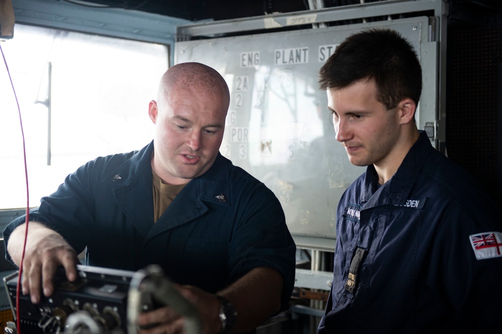 Royal Navy Sailors Visit USS San Jacinto