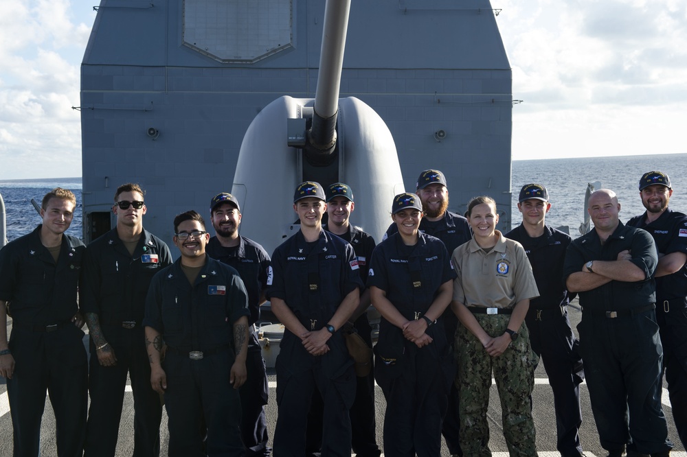 Royal Navy Sailors Visit the USS San Jacinto