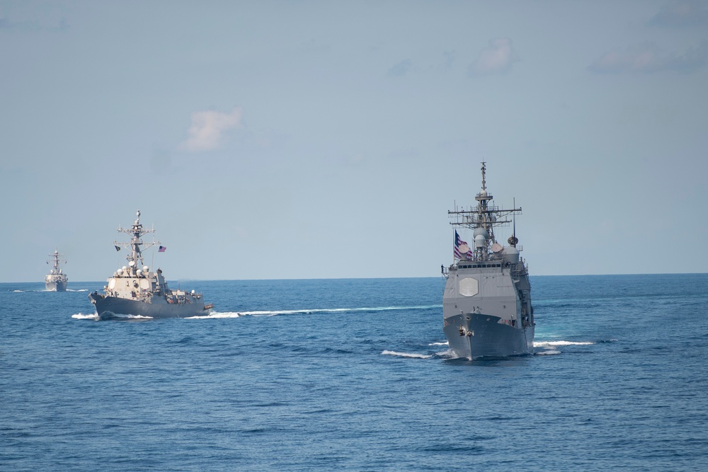 Carrier Strike Group 10 Move in Formation