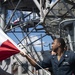 USS San Jacinto Sailor Lowers National Ensign