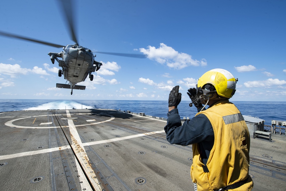 USS San Jacinto Sailors Conduct Flight Operations