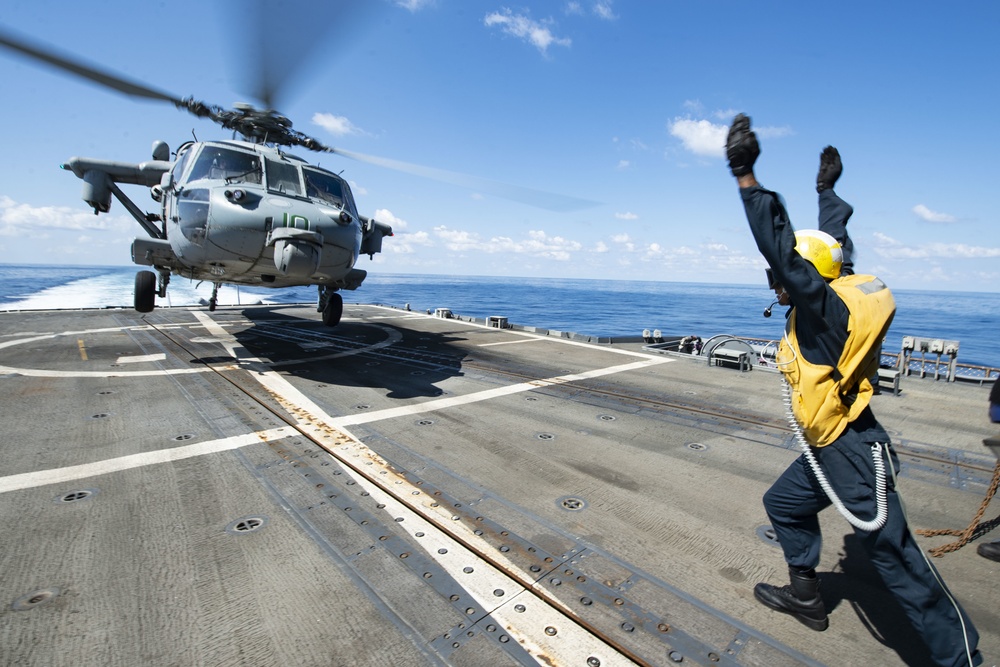 USS San Jacinto Sailors Conduct Flight Operations